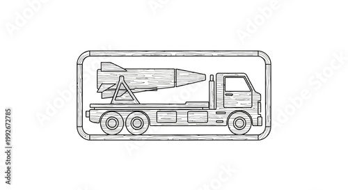Missile Launcher Truck Sketch - Military Vehicle Carrying Rocket