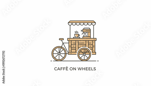 Mobile Coffee Cart on Bicycle, Caffeine on Wheels, Street Cafe