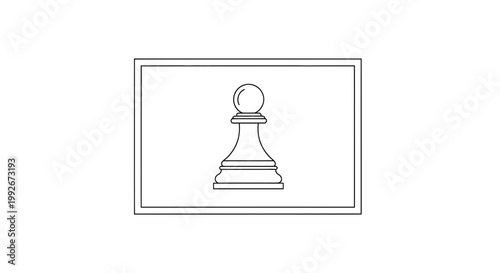 Minimalist Chess Pawn Icon on White Background, Strategy and Game Concept