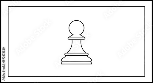Minimalist Chess Pawn Icon, Black and White Outline, Strategic Game Piece