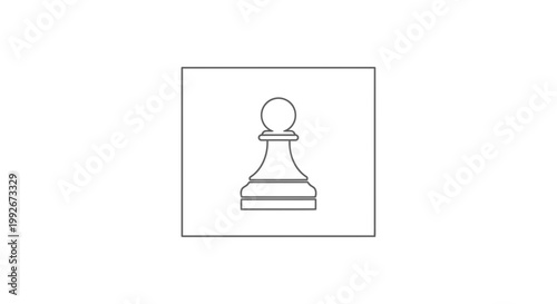 Minimalist Chess Pawn Icon, Simple Line Art, Strategy Game Piece, Isolated on White Background