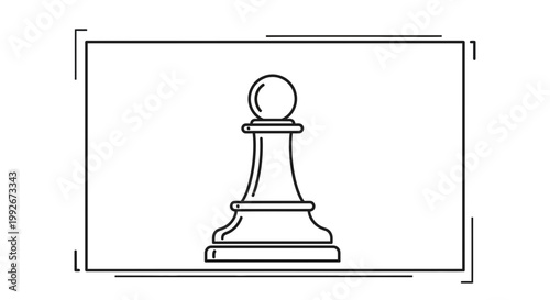 Minimalist Chess Pawn Icon, Simple Line Art, Strategy Game Piece, White Background