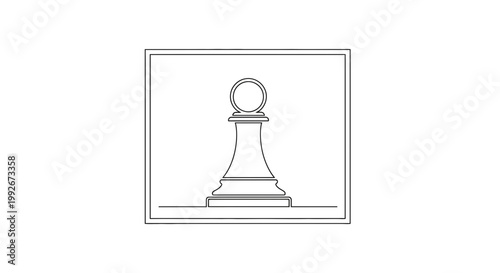 Minimalist Chess Pawn Line Art Icon, Strategy Game Piece, Single Line Drawing