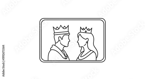 King and Queen Royal Couple Profile Silhouette Icon