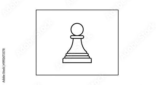 Minimalist Chess Pawn Icon, Simple Line Art, Strategy Game Piece, Isolated White Background