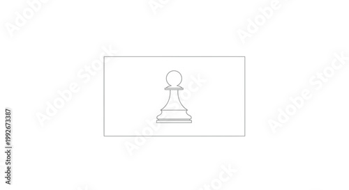 Minimalist chess pawn outline on white background, strategic game piece icon