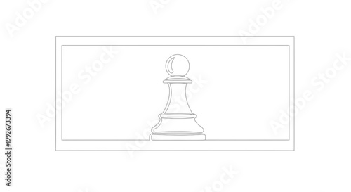 Minimalist Chess Pawn Line Art, Strategy and Game Concept