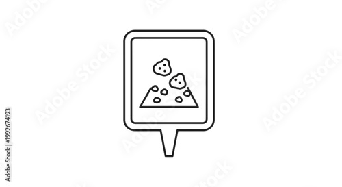 Falling Rocks Warning Sign Icon - Landslide Hazard Alert Symbol