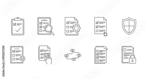 Collection of document icons and symbols.