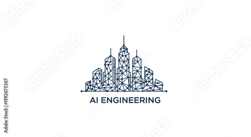 Futuristic Cityscape with Geometric Lines, AI Technology Concept