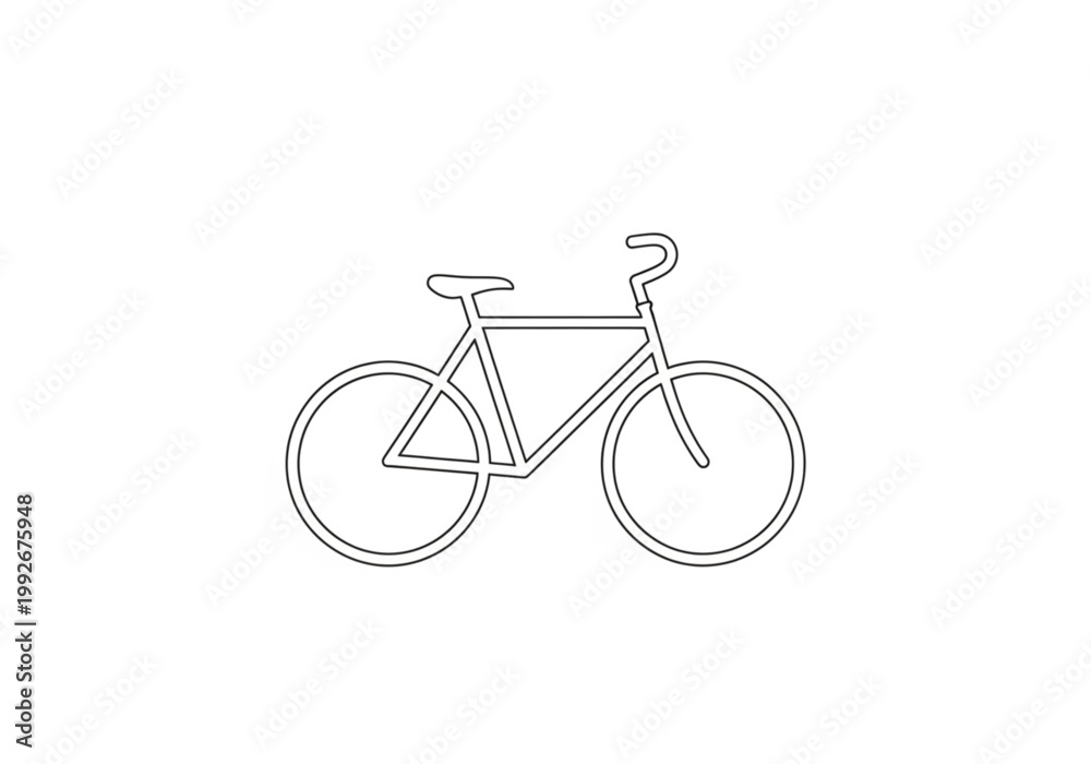 Fototapeta premium Minimalist Bicycle Line Drawing Icon Outline Isolated on White Background