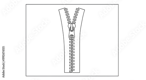 Zipper Fastener, Clothing Fastener, Isolated on White Background, Open Zipper