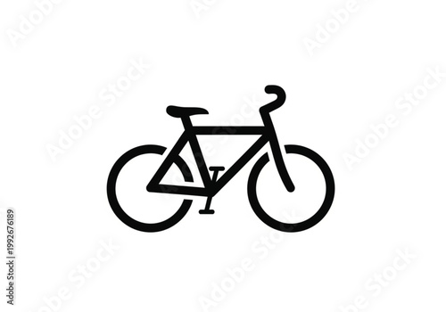 Minimalist black bicycle icon isolated on white background for transportation and sports design
