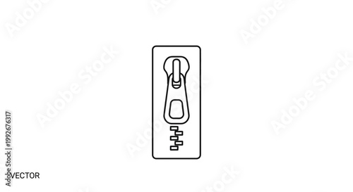 Zipper slider and teeth close-up vector illustration, isolated on white background