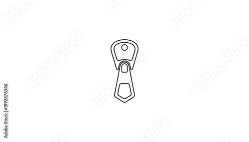 Zipper Slider Icon, Clothing Fastener, Apparel Accessory, Isolated Vector Graphic