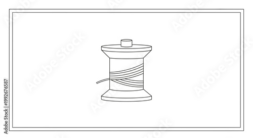 Vintage Sewing Thread Spool with Loose Strands, Crafting and DIY Icon