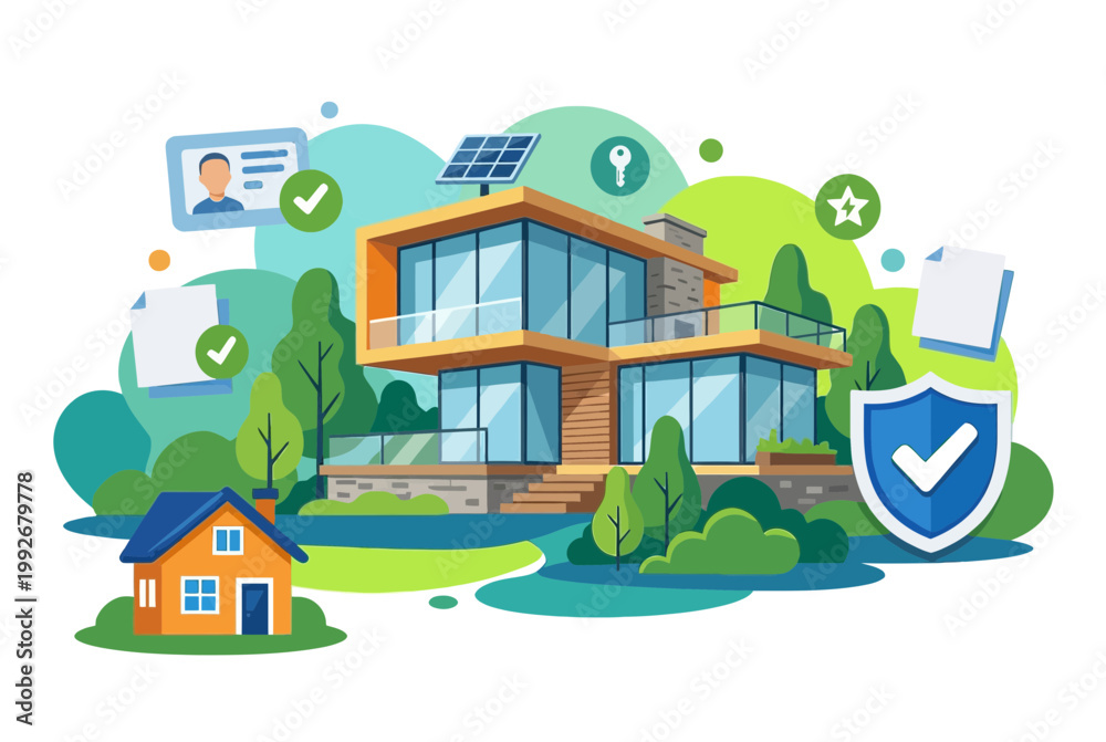 Fototapeta premium Modern Home Real Estate Verification and Property Review Concept