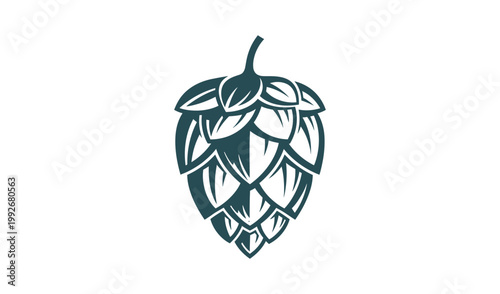 Detailed Illustration Of A Hop Cone, Essential Ingredient In Brewing, Showcasing Its Intricate Leafy Structure And Textured Surface, Perfect For Beer And Craft Brewing Themes.