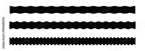 Set of Abstract Wavy Lines and Zigzag Geometric Vector Elements. Minimalist Black Squiggle Shapes for Graphic Design, Decorative Dividers, and Modern Pattern Assets. Vector  Illustration