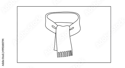 Simple Line Drawing of a Scarf Tied Around a Neck