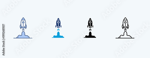 Rocket Launch Multiple Icon Illustration Vector