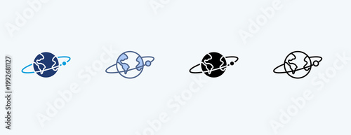 Planet Orbit Multiple Icon Illustration Vector