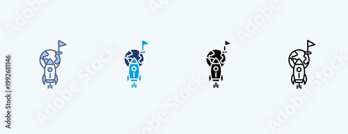 Space Mission Multiple Icon Illustration Vector