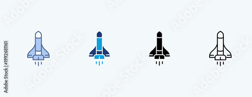 Space Shuttle Multiple Icon Illustration Vector