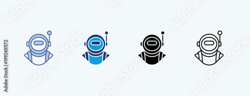 Astronaut Helmet Multiple Icon Illustration Vector