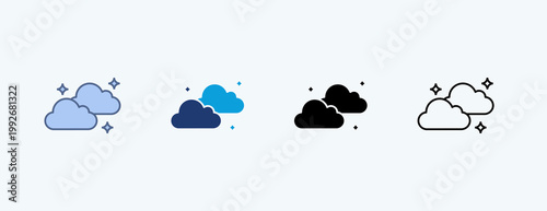 Nebula Cloud Multiple Icon Illustration Vector