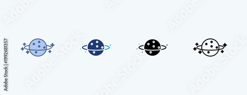 Asteroid Belt Multiple Icon Illustration Vector