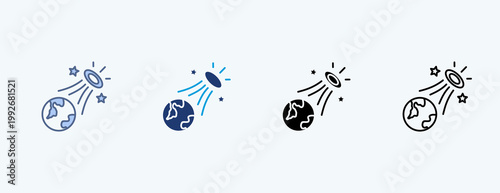 Cosmic Radiation Multiple Icon Illustration Vector