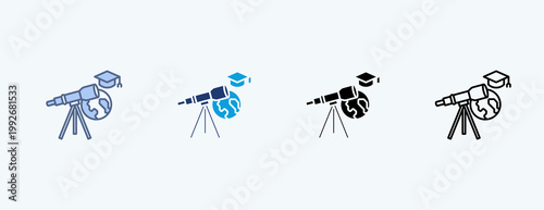Astronomical Study Multiple Icon Illustration Vector
