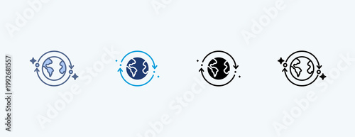 Orbital Path Multiple Icon Illustration Vector