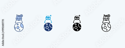 Lunar Mission Multiple Icon Illustration Vector
