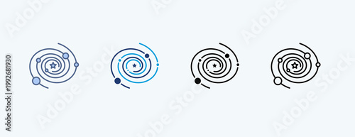 Galaxy Cluster Multiple Icon Illustration Vector