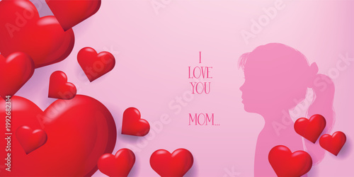 Romantic composition with red hearts icon, sign and symbol vector illustration. Expressing maternal love, warmth, and appreciation for holiday, celebrate and special moment background design.