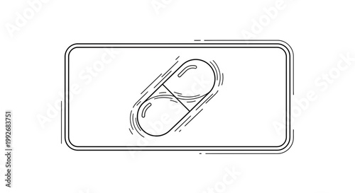 Hand-drawn capsule icon with swirling lines inside, representing medicine or health.