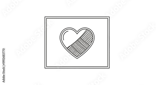 Hand-drawn heart icon with hatching and smooth half, symbolizing love, health, and care
