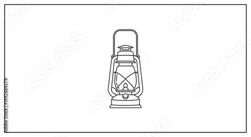 Vintage Oil Lantern Illustration: Classic kerosene lamp, retro camping light, graphic design element
