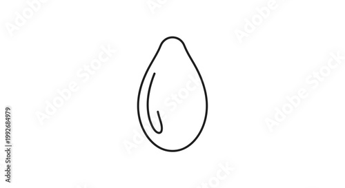 Single abstract avocado seed outline on white background, minimalist design