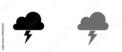 Vector illustration of storm cloud icon set. Cloud with lightning icon set