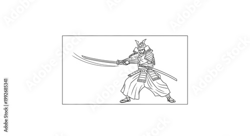 Samurai Warrior Drawing, Dynamic Sword Slash, Japanese Warrior, Ancient Warrior