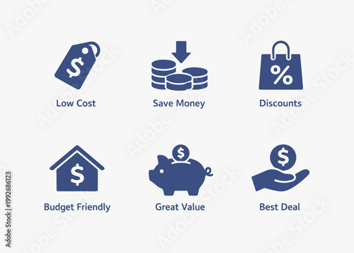 A set of Affordable icons focuses on simplicity, elegance, and ease of recognition. Vector Sign for Logos, Labels, and Icons.