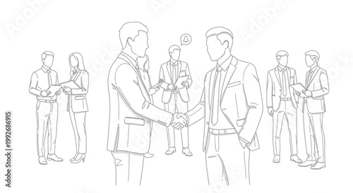 Business people shaking hands in office.