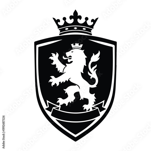 Classic Heraldic Shield Shape Icon Silhouette Vector black design on a white background