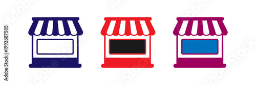 Assortment of shop and store front icons for retail business concepts