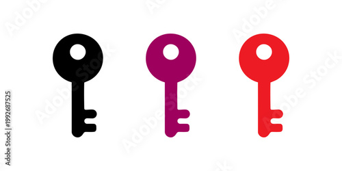 Group of key icons for security