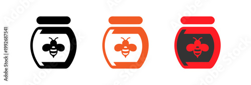 Three jars of honey with bee icons symbolizing natural sweetness