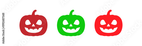 Colorful pumpkin with carved faces, representing Halloween and autumn celebrations